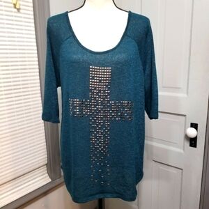 ✨ Lane Bryant Metal Embellished Simi Sheer Sweater